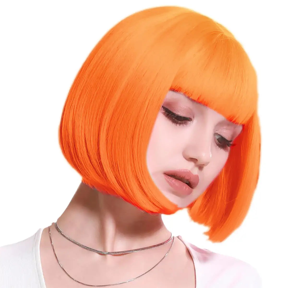 Peluca Corta para Disfraz, Color Naranja