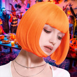 Peluca Corta para Disfraz, Color Naranja