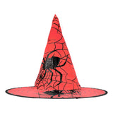 Sombrero de Bruja, Disfraz, Diseño Telaraña, Color Rojo