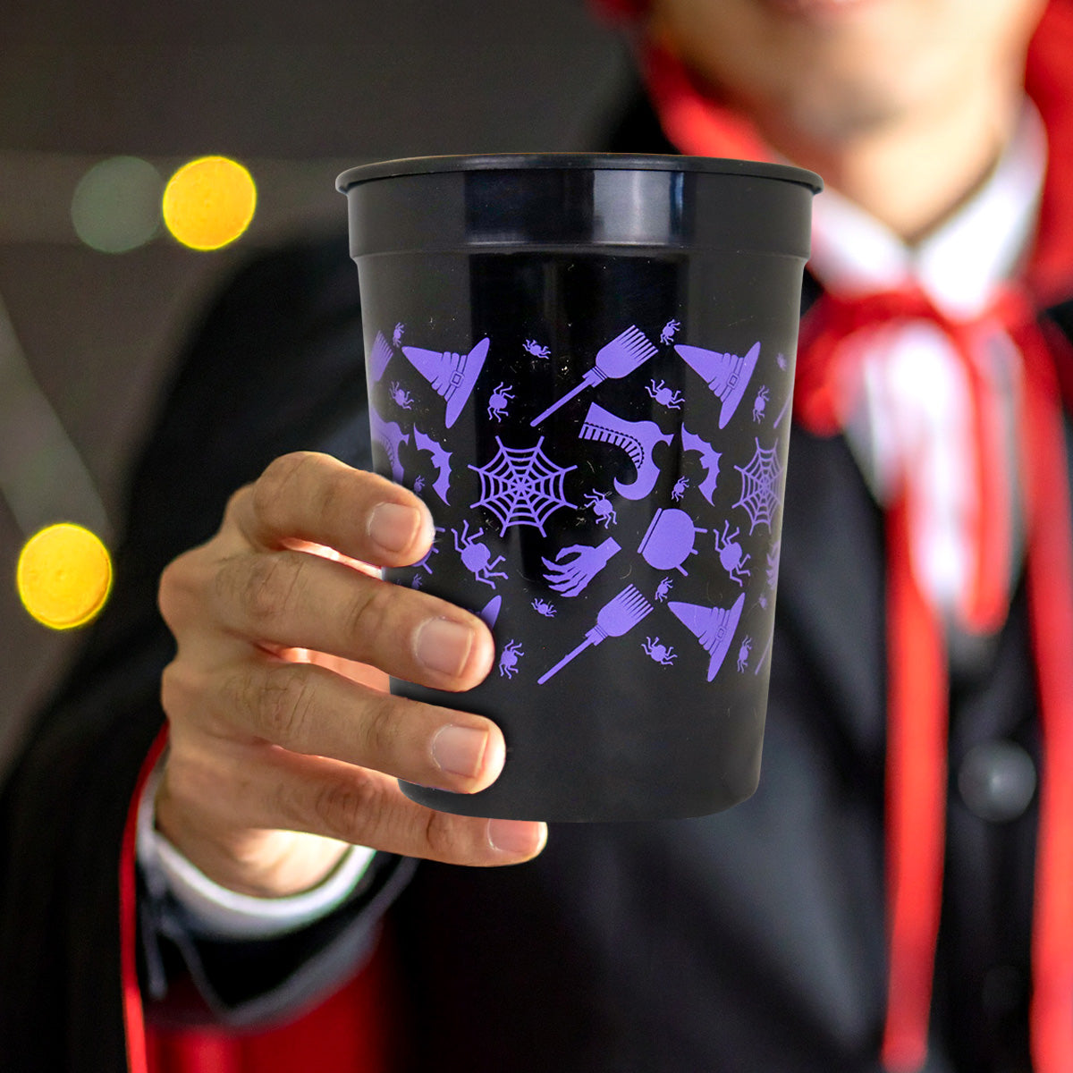 Set de Vasos de Halloween, Color Negro y Morado, 5 pzas