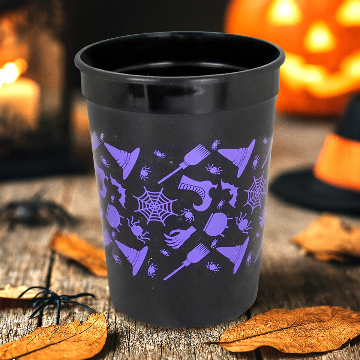 Set de Vasos de Halloween, Color Negro y Morado, 5 pzas