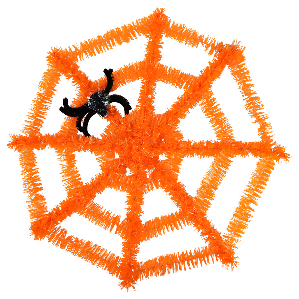 Telaraña de Tinsel con Araña, Adorno, Color Naranja