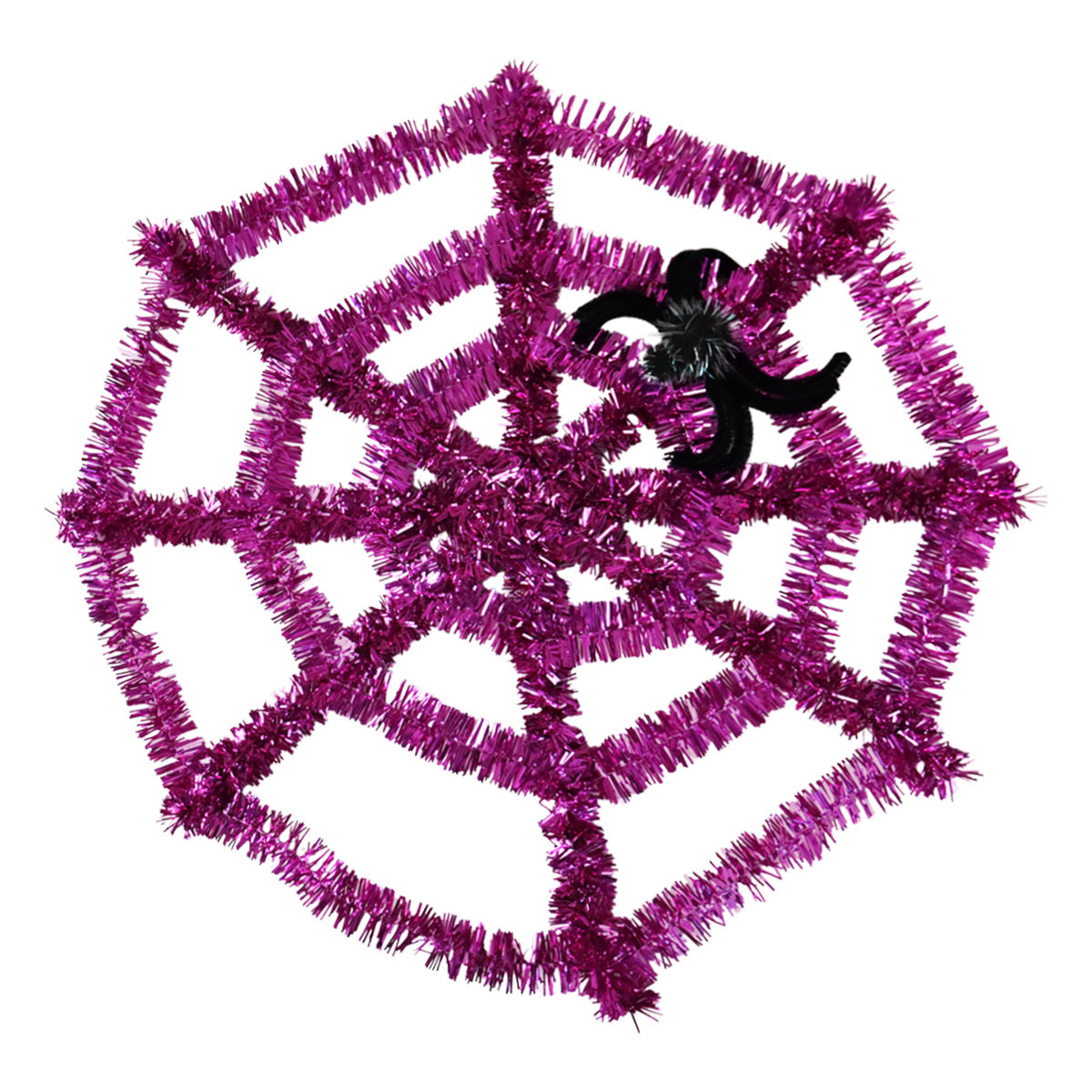 Telaraña de Tinsel con Araña, Adorno, Color Fucsia