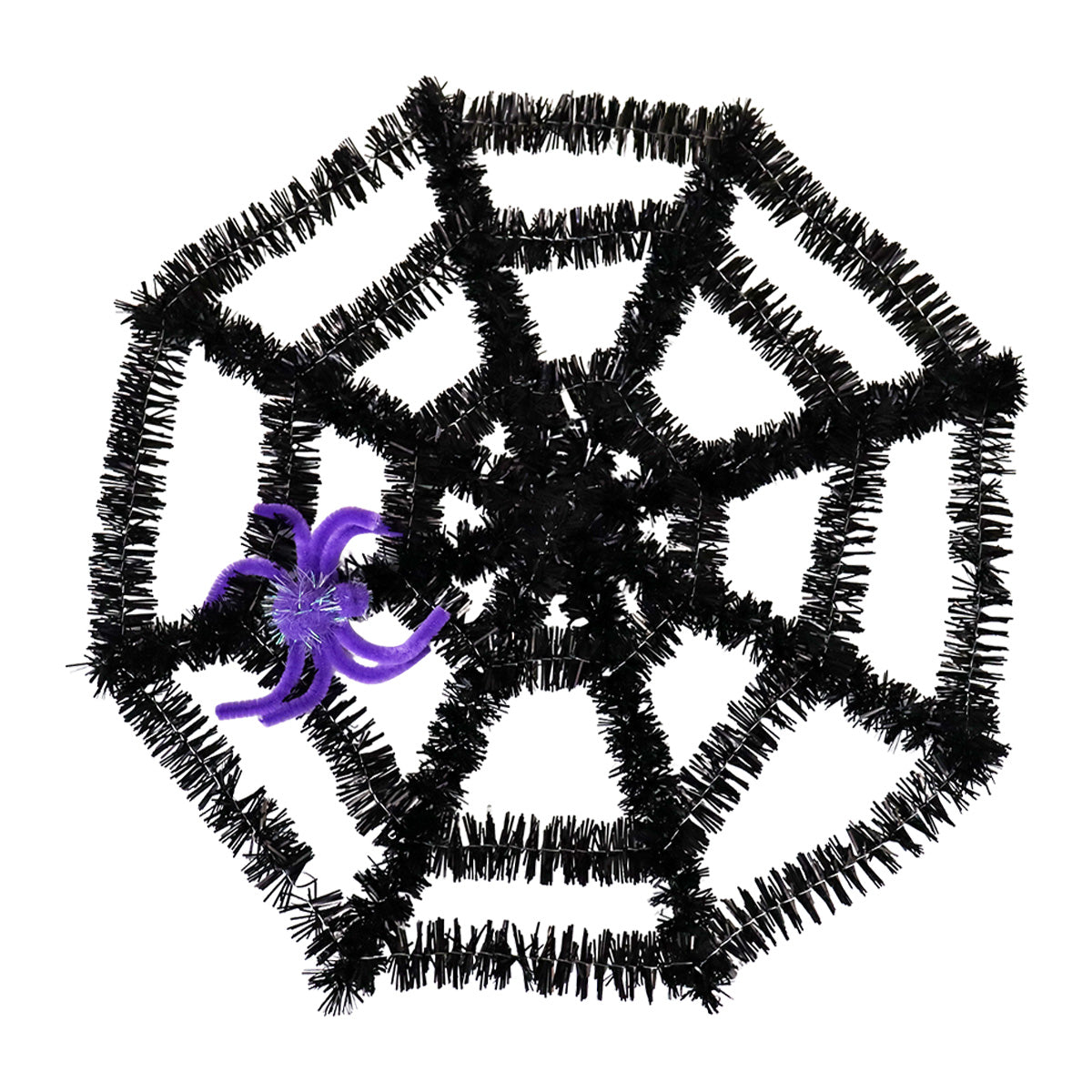 Telaraña de Tinsel con Araña, Adorno, Color Negro