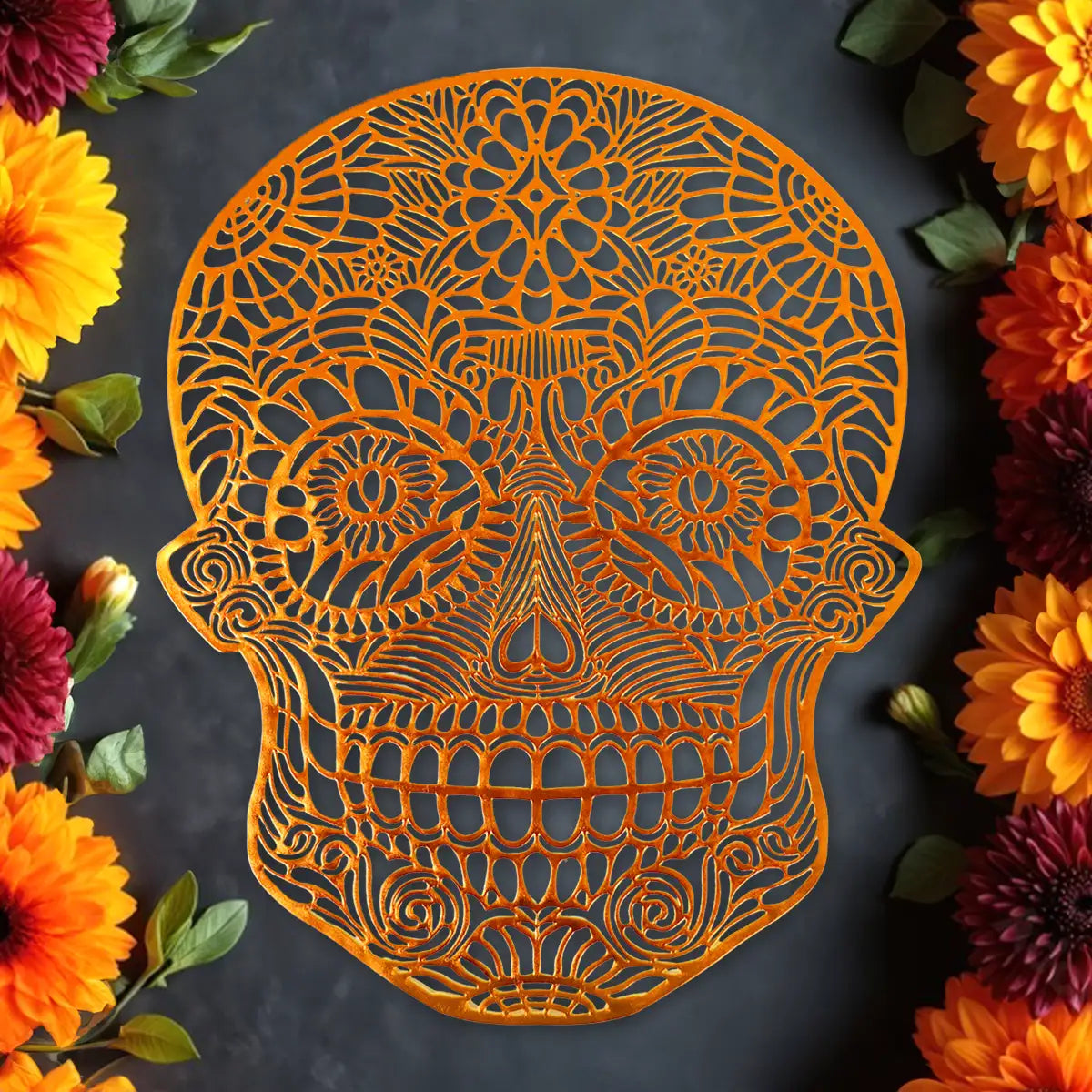 Calavera, Mantel Individual, Color Dorado