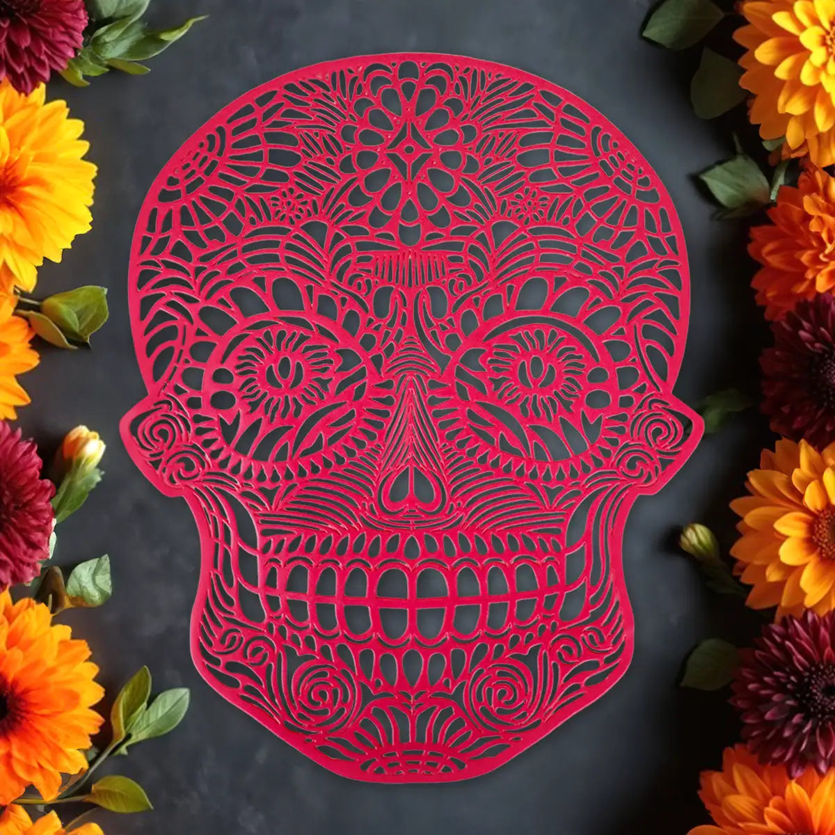 Calavera, Mantel Individual, Color Rosa