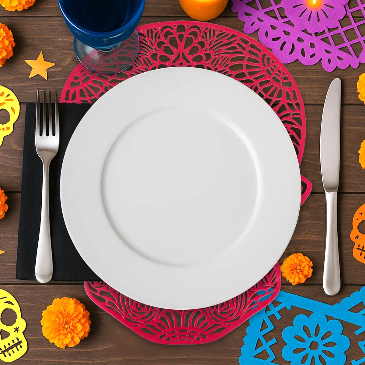 Calavera, Mantel Individual, Color Rosa