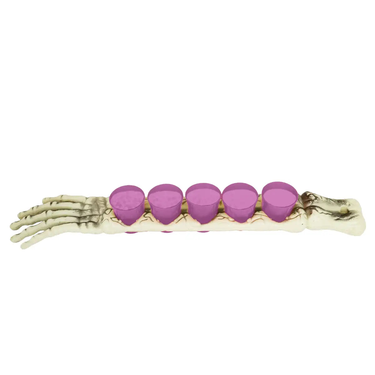 Brazo de Esqueleto con Vasos de Shots Color Morado