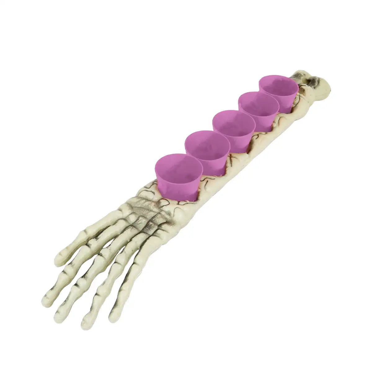 Brazo de Esqueleto con Vasos de Shots Color Morado