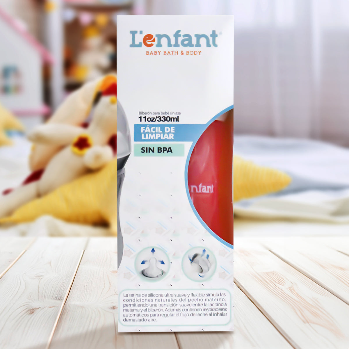 Biberón L'enfant, Color Rosa, 330 ml