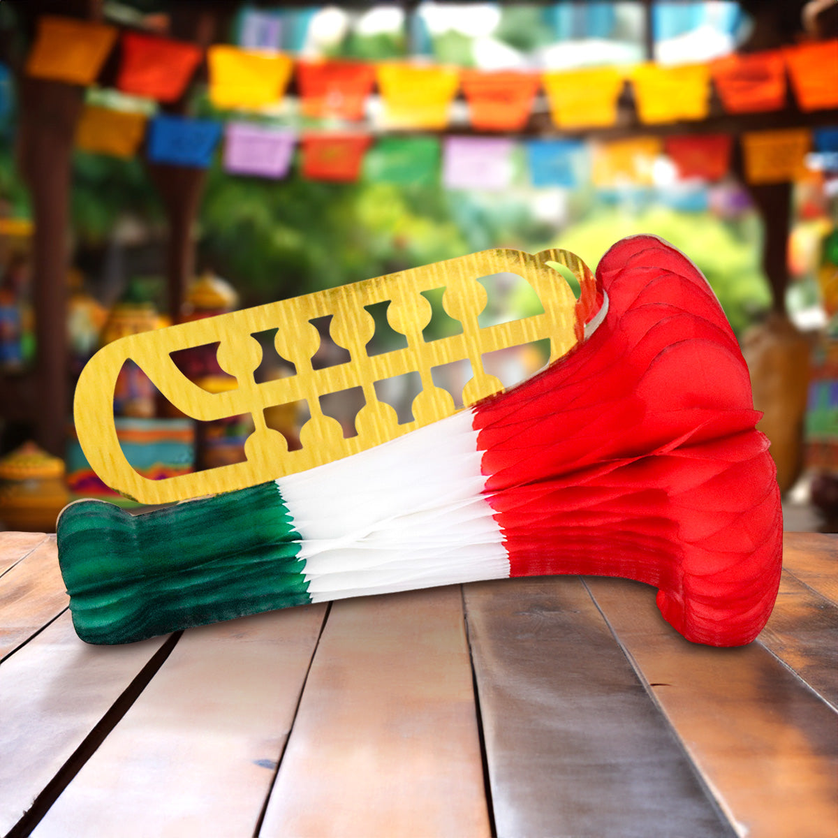 Trompeta Decorativa de Papel para Fiestas Patrias