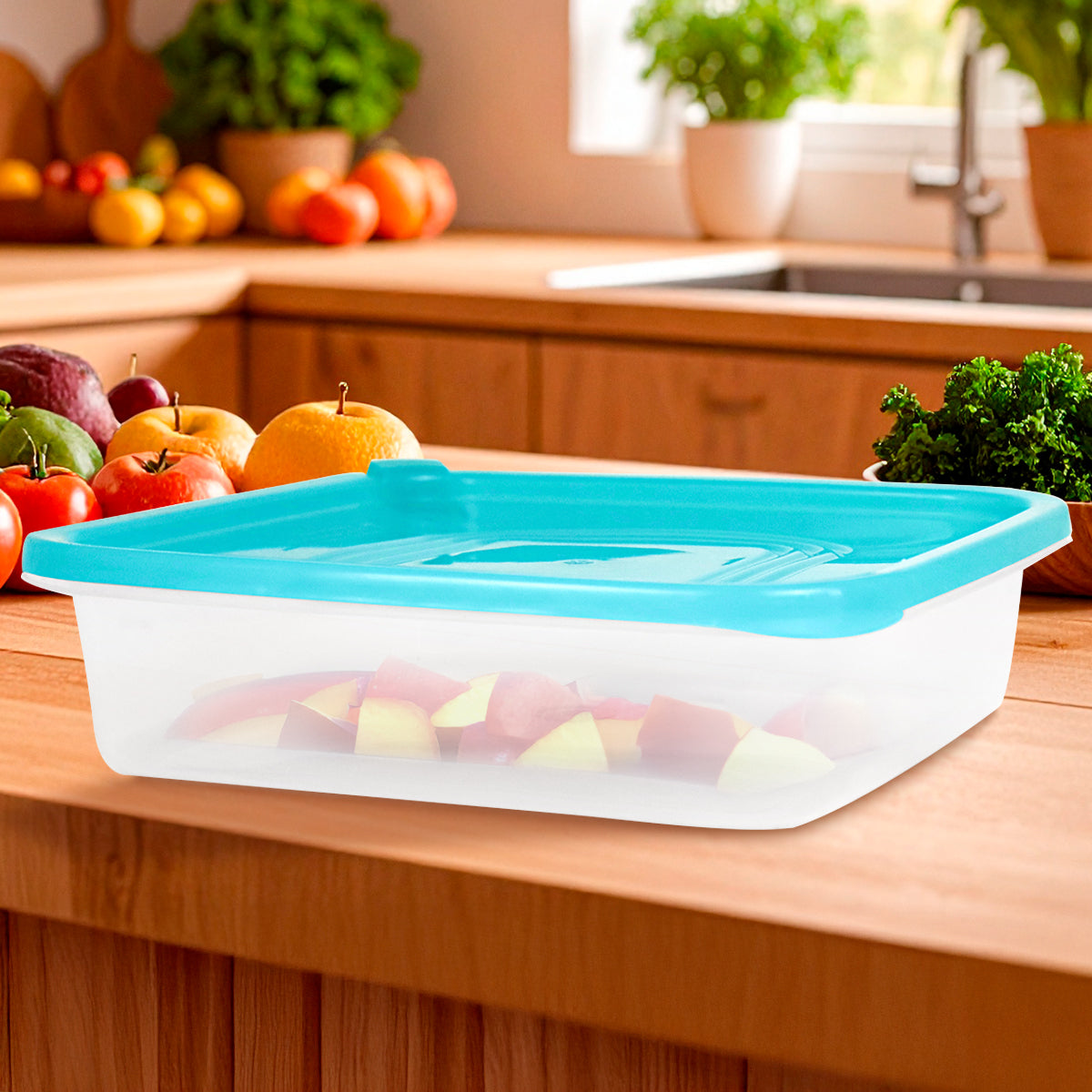 Contenedor Microfresh Cuadrado, Color Aqua 2L