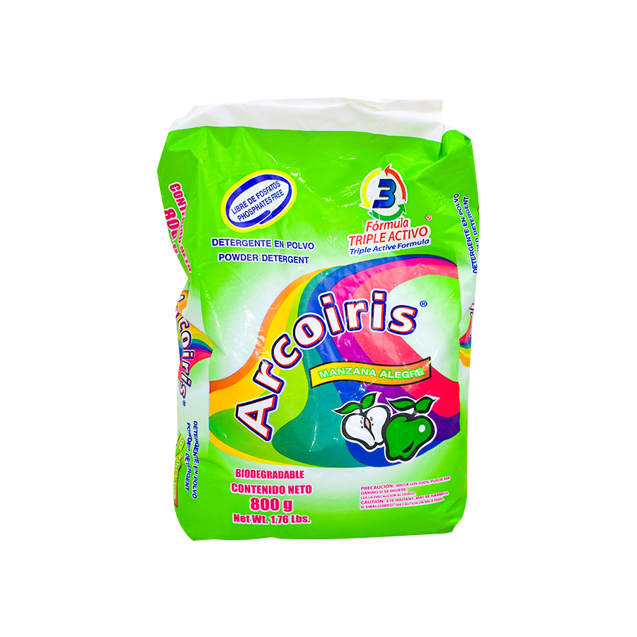 Detergente en polvo ARCOIRIS Manzana Alegre 800g