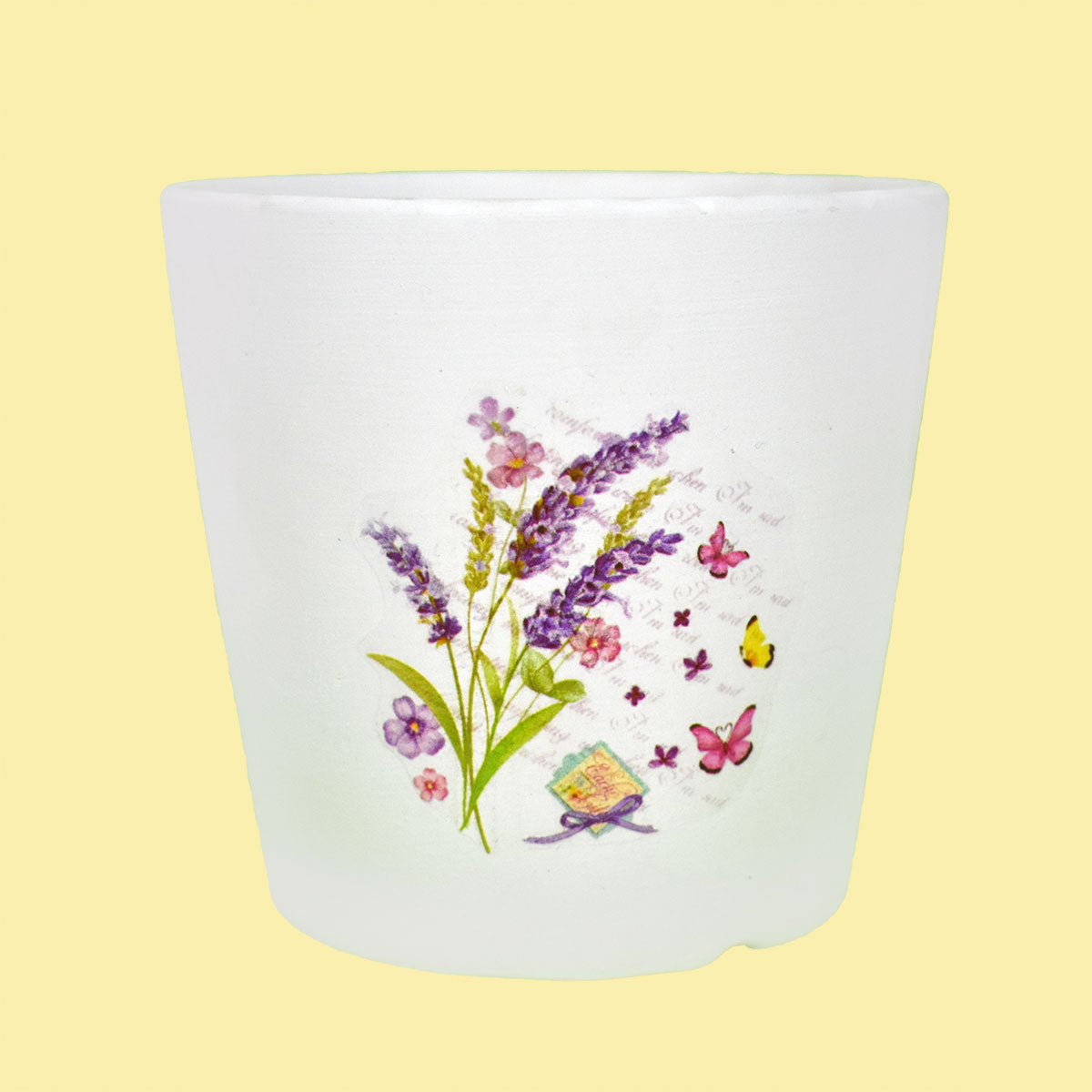 Maceta con Imagen de Flores de Lavanda