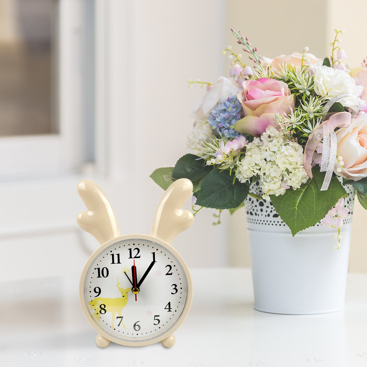 Reloj Decorativo con Diseño de Alce, color Crema