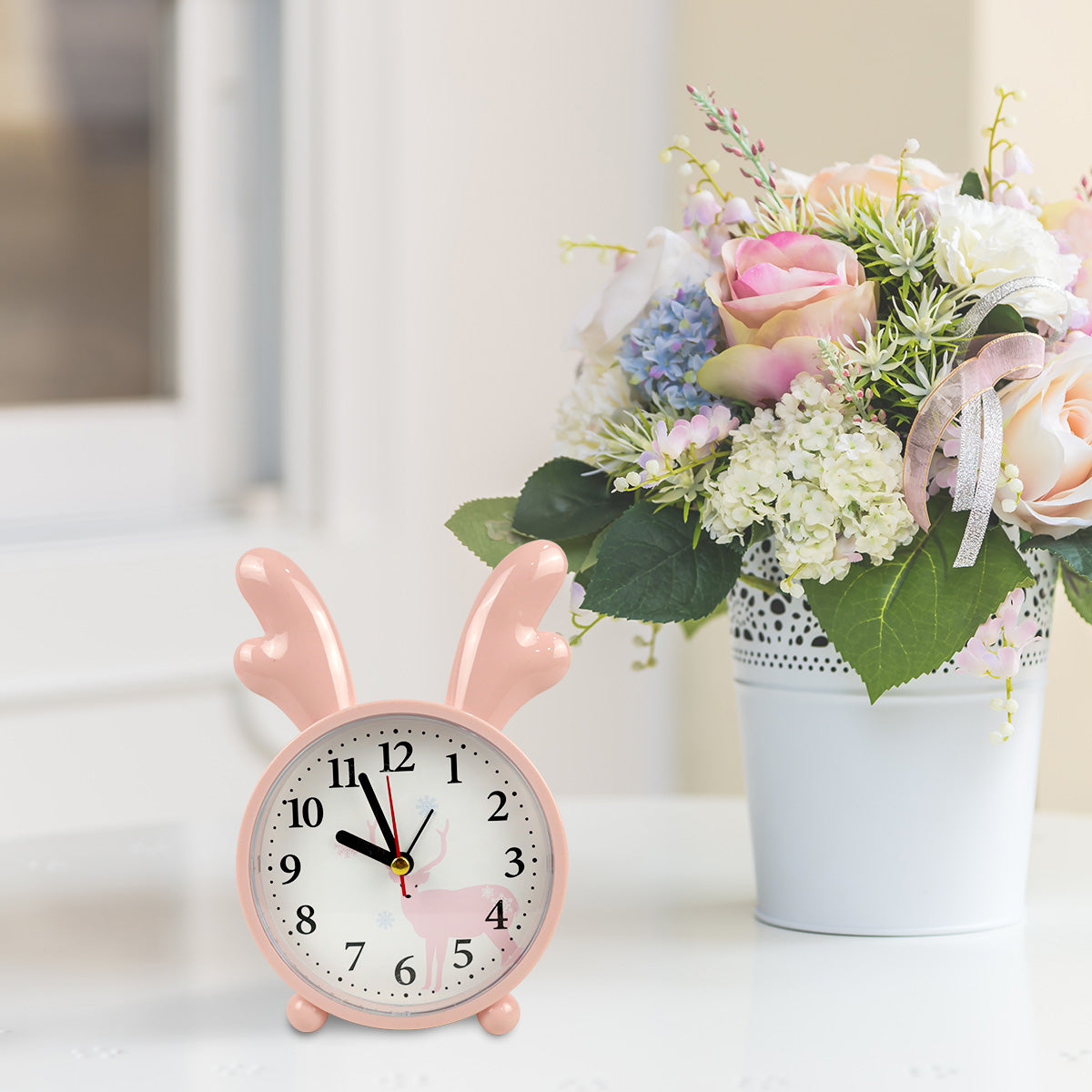 Reloj Decorativo con Diseño de Alce, color Rosa