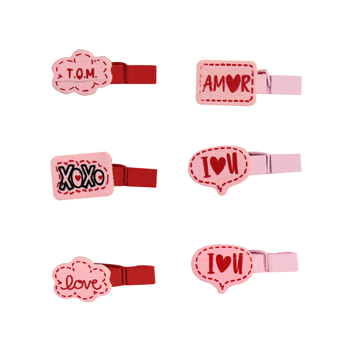 Set de 6 clips decorativos LOVE