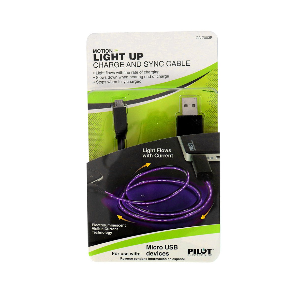 Cable Micro USB con luz Electroluminiscente Rosa