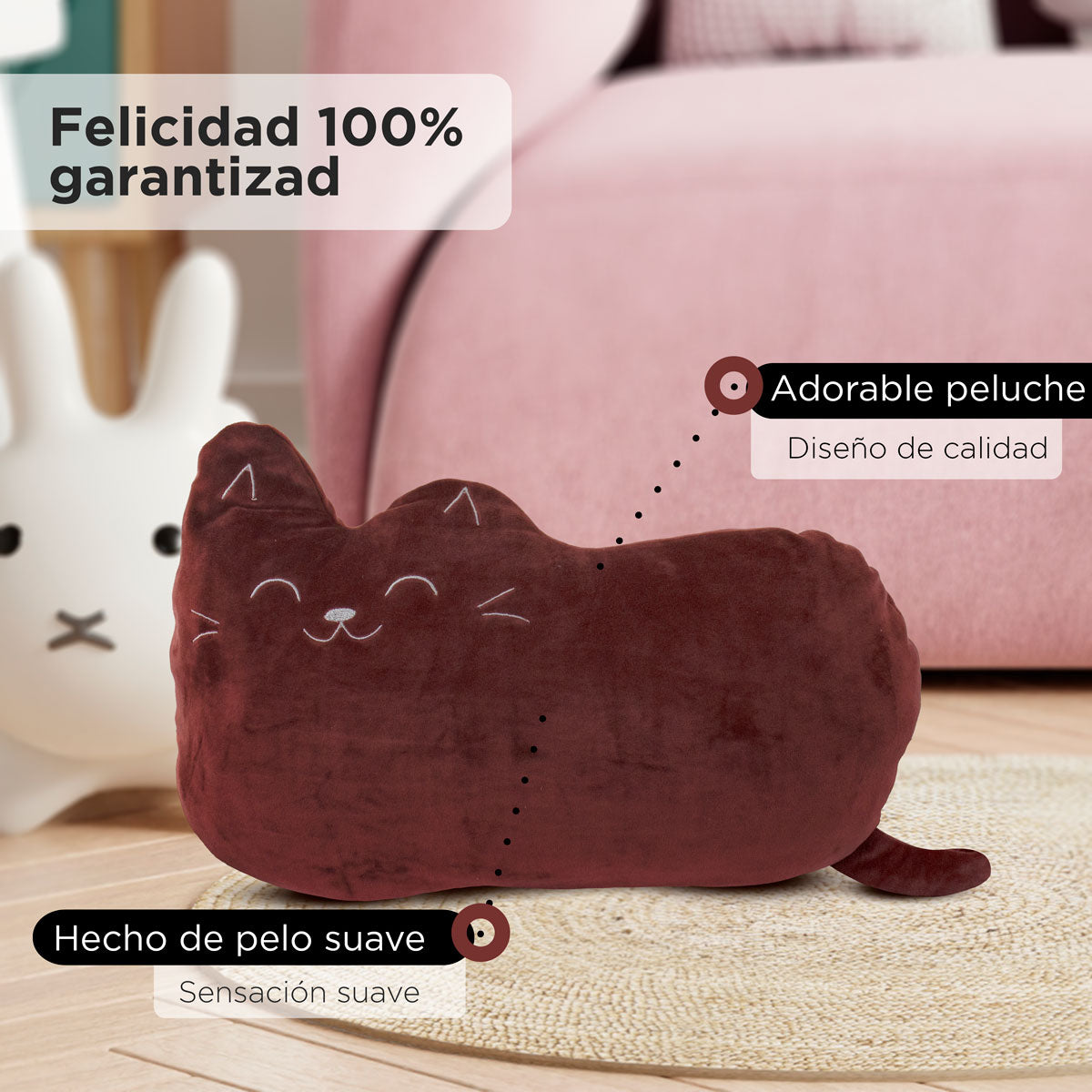 Peluche Gato Acostado color Rojo 20x30cm