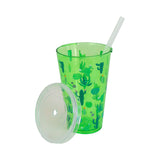 Vaso con Popote y Tapa Color Verde 400 ml