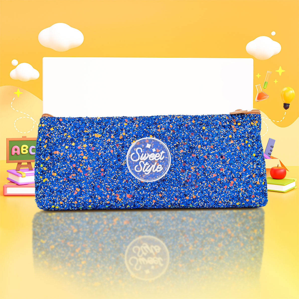 Lapicera/Estuche de Glitter color Azul