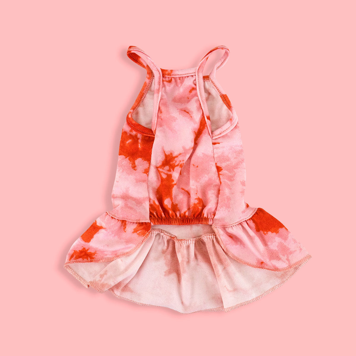 Vestido para Perro en Patrón Rosa con Rojo