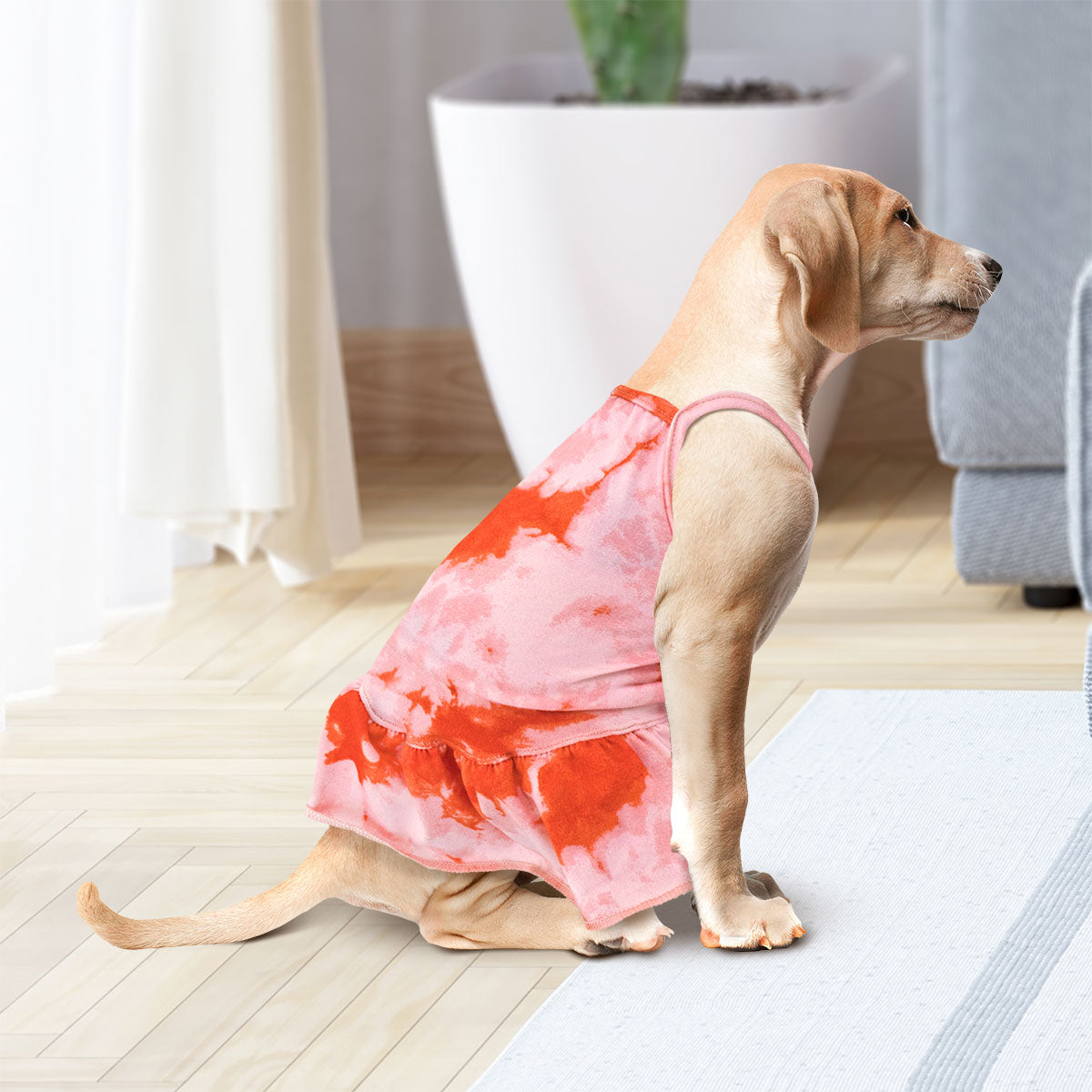 Vestido para Perro en Patrón Rosa con Rojo