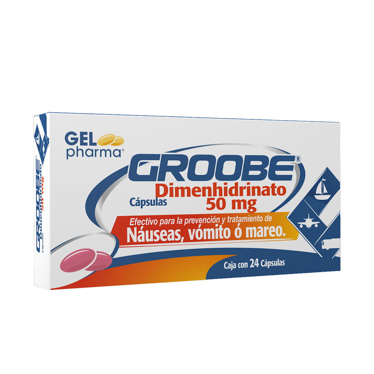 Groobe Dimenhidrinato 50 mg 24 Cápsulas