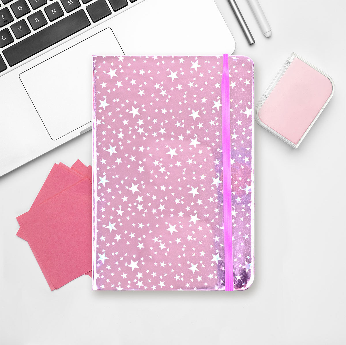 Libreta Diseño de Estrellas color Fucsia, 80 páginas