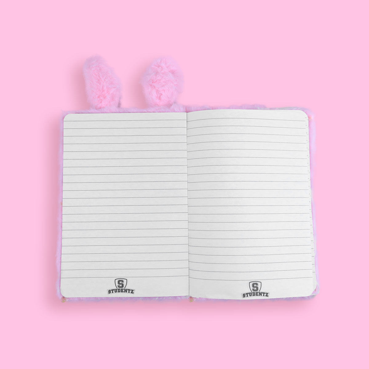 Libreta de Conejo con Peluche Texturizada color Rosa, 80 páginas