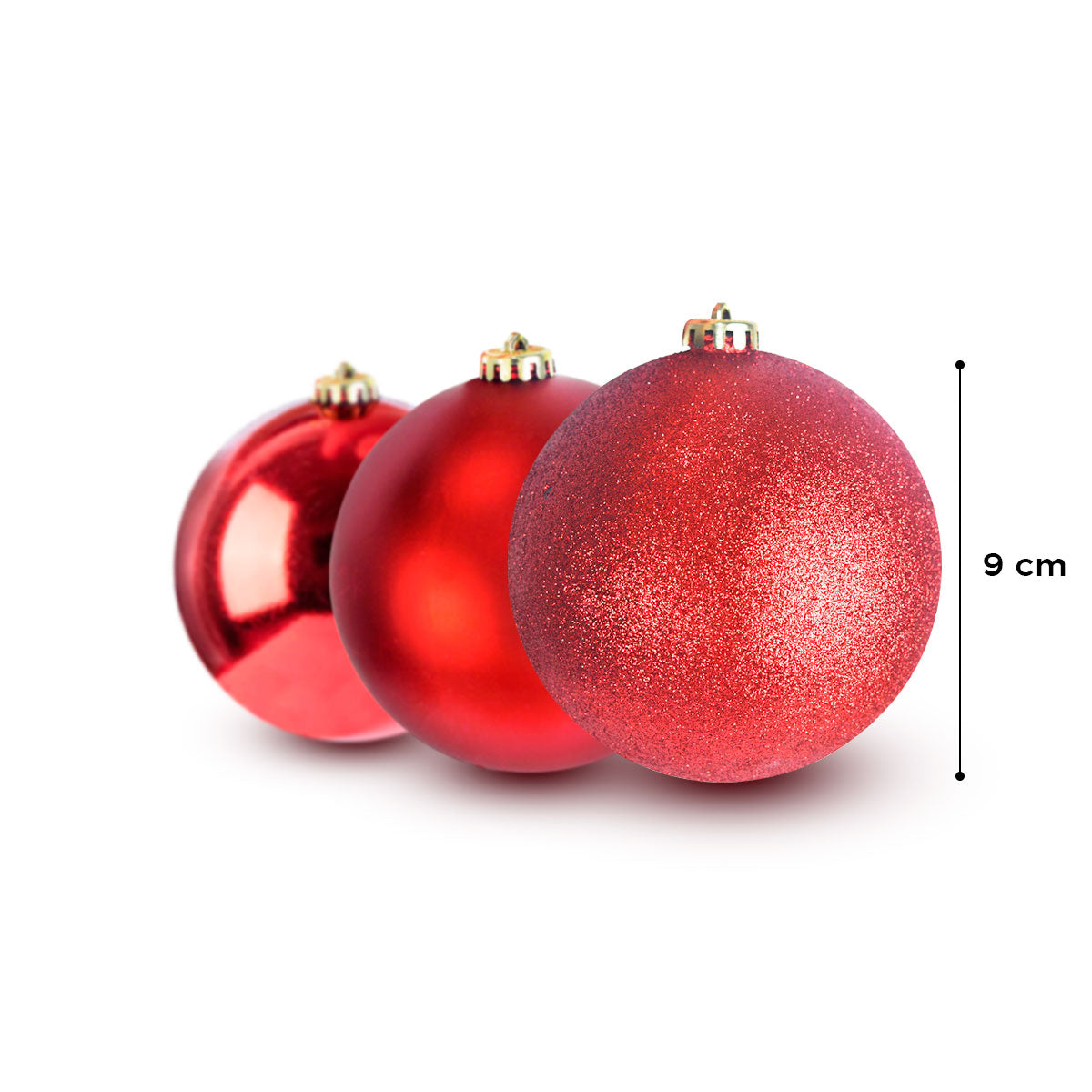 Esferas Navideñas color Rojo, 3 piezas.