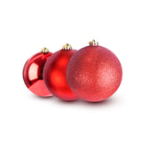 Kit de 3 Esferas Navideñas, Color Rojo