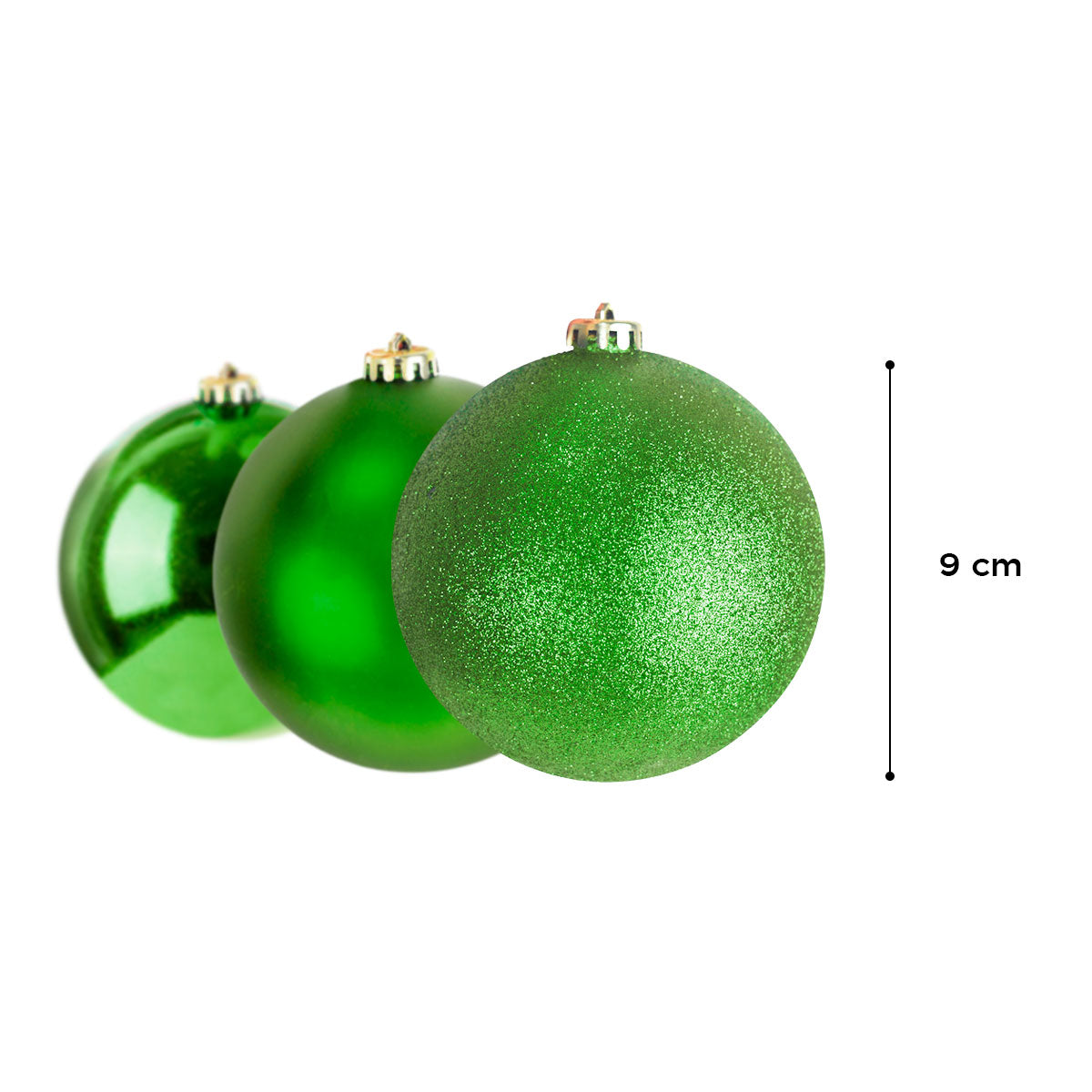 Esferas Navideñas Color Verde, 3 piezas