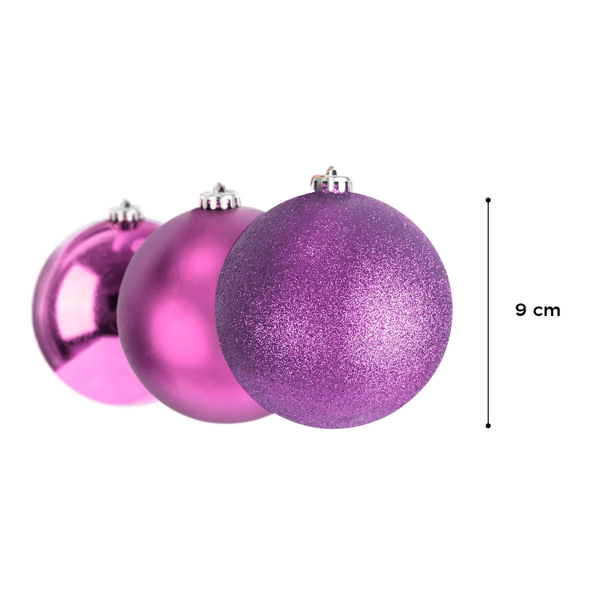 Esferas Navideñas Color Morado, 3 piezas