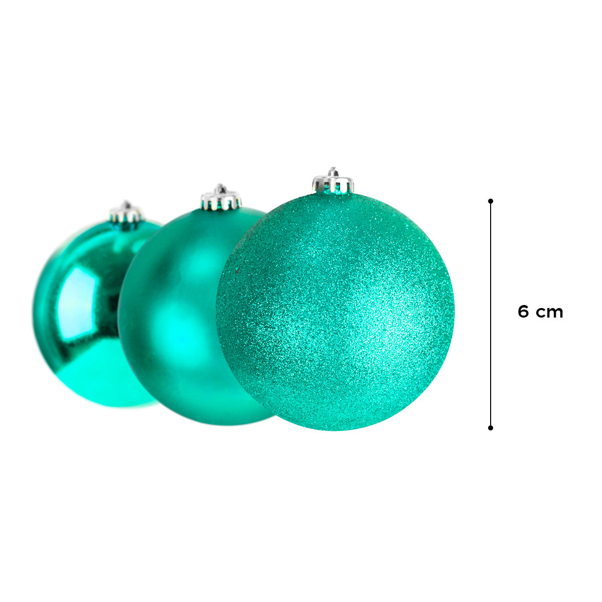 Esferas Navideñas Color Turquesa, 5 piezas