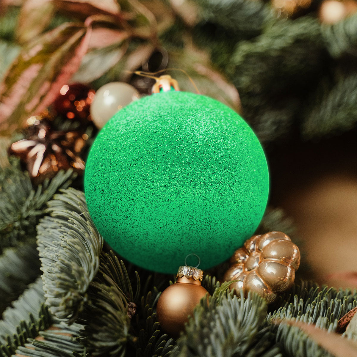 Esfera Navideña Jumbo color Verde con Diamantina