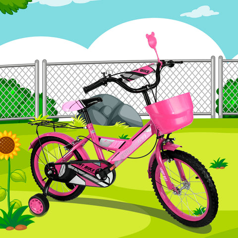 Bicicleta Rodada 16 para Niño, Ruedas de Apoyo, Color Rosa