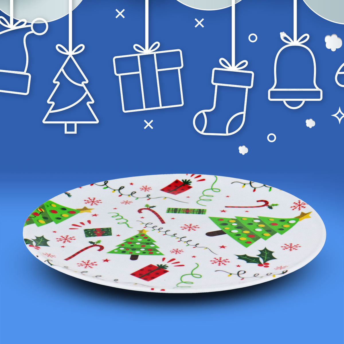 Plato color Blanco con Decoraciones Navideñas