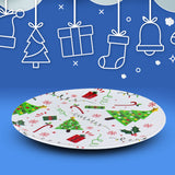 Plato color Blanco con Decoraciones Navideñas