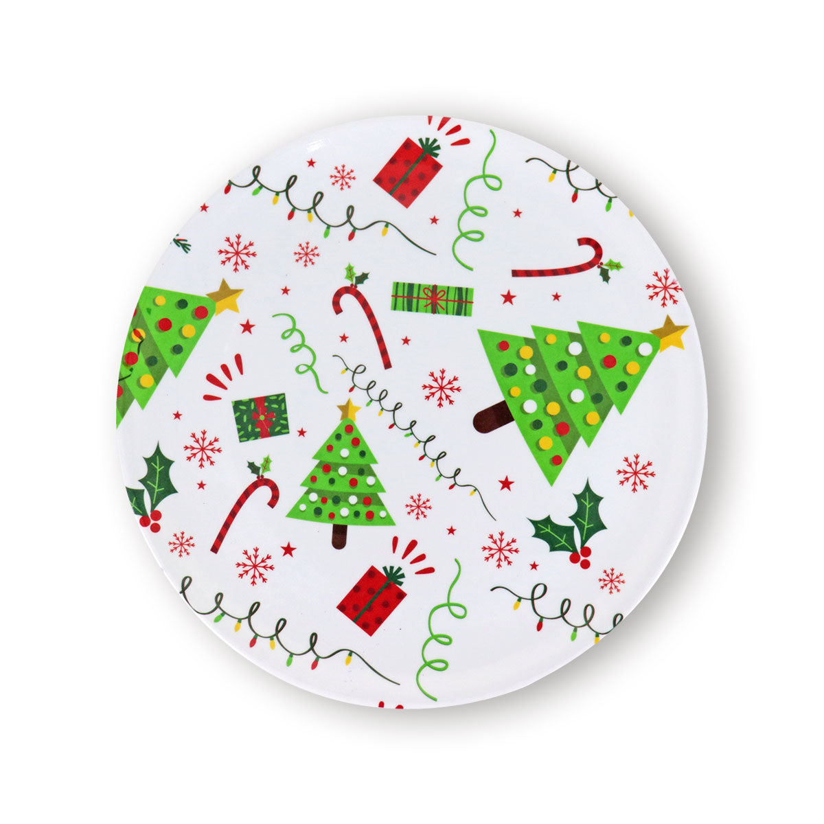Plato color Blanco con Decoraciones Navideñas