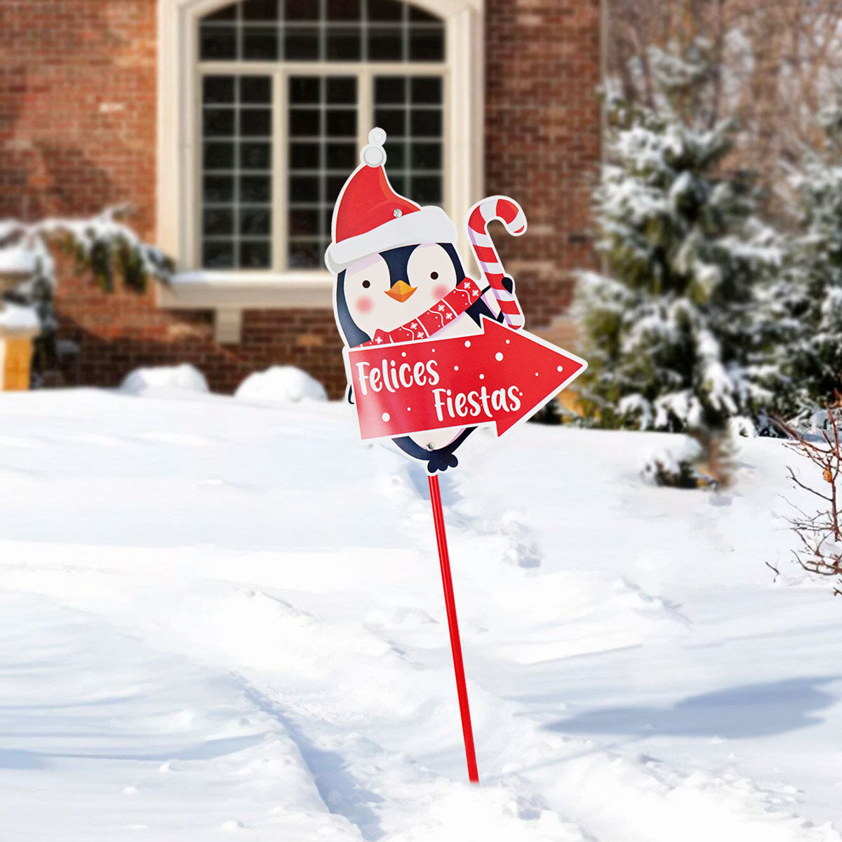 Estaca Decorativa de Pingüino Felices Fiestas