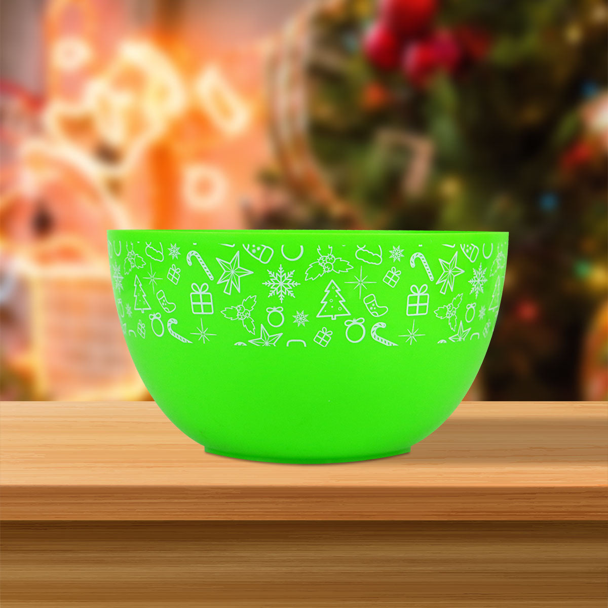 Botanero/Bowl de Plástico Navideño Color Verde