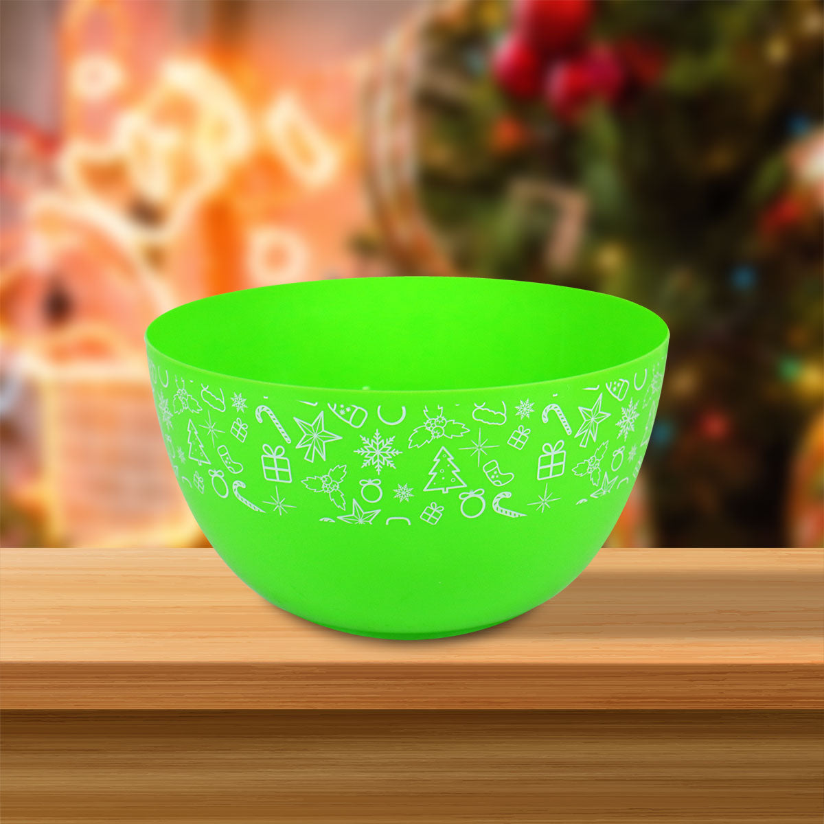 Botanero/Bowl de Plástico Navideño Color Verde