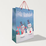 Bolsa de Regalo Navideña, Muñecos de Nieve, 42 x 31 cm.