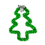 Árbol Navideño de Tinsel color Verde Moño Plata