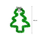 Árbol Navideño de Tinsel color Verde Moño Plata