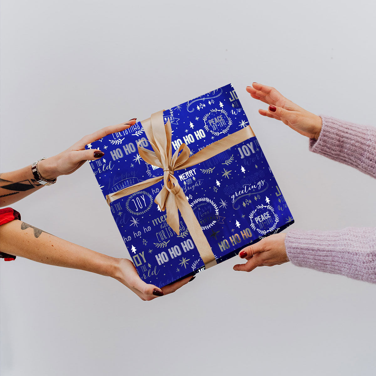 Papel para Envoltura de Regalo Azul Diseño Navideño 70 x 180 cm