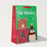 Bolsa de Regalo Navideña, Feliz Navidad, Color Verde 42 x 31 cm.