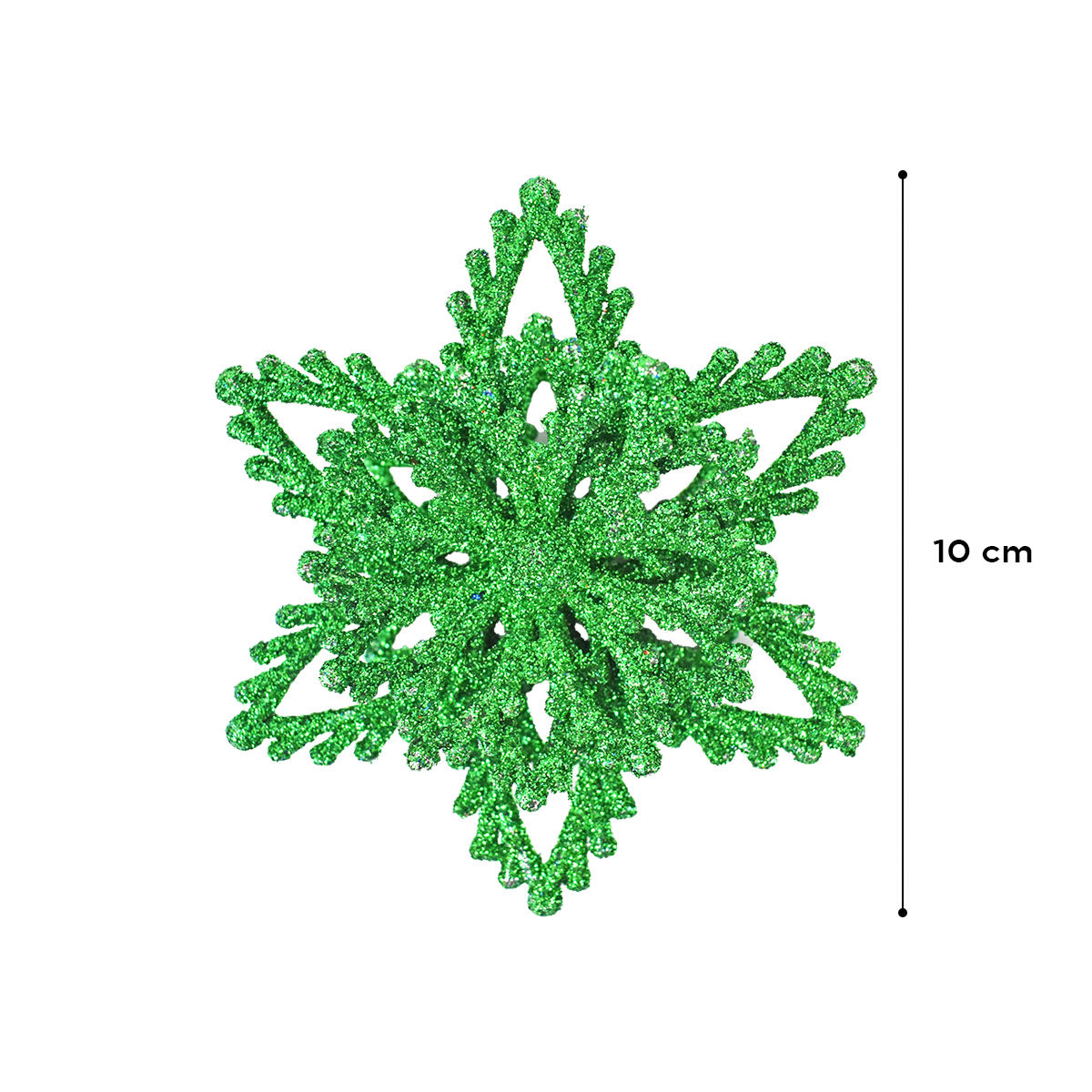 Copos de Nieve con Diamantina Verde, 2 piezas.