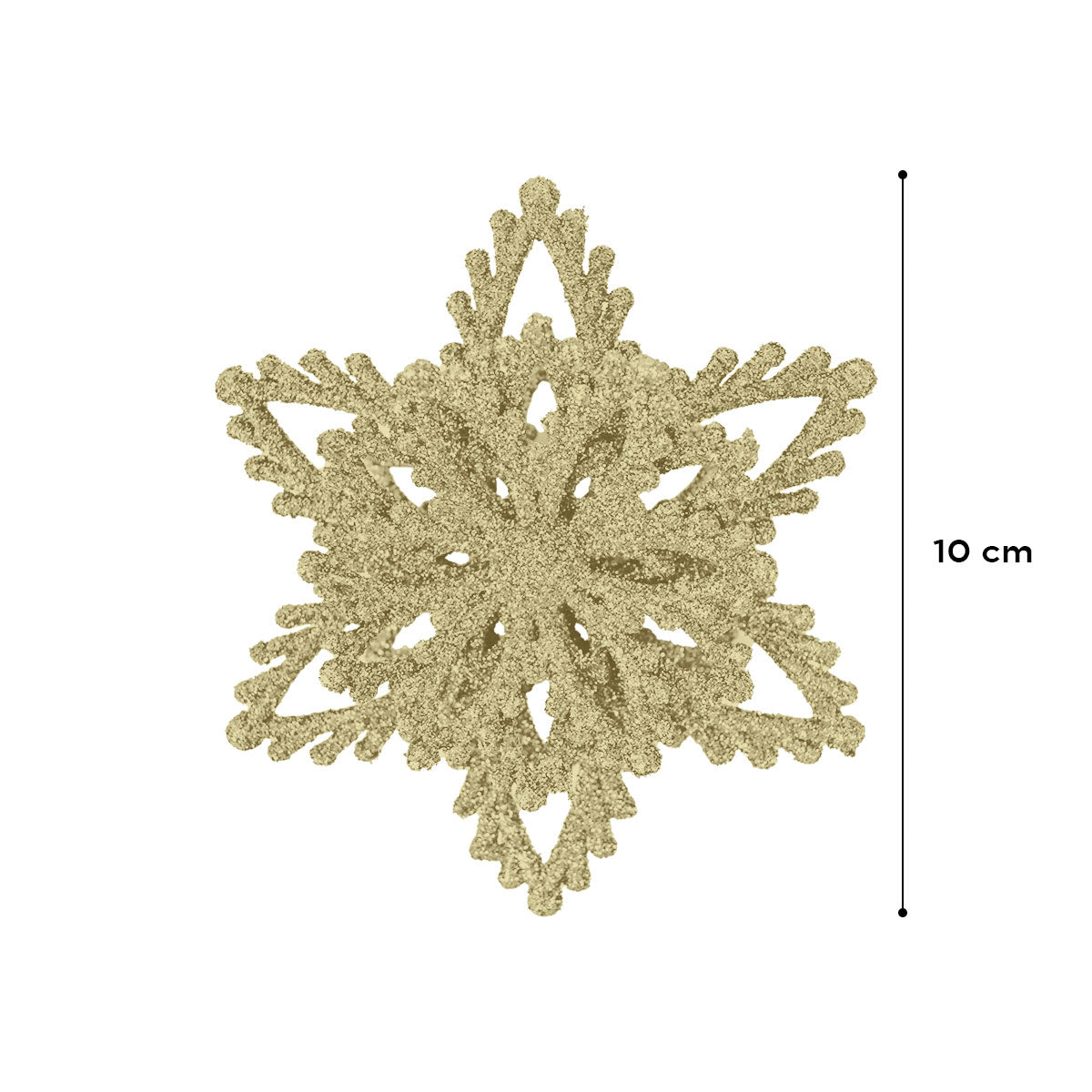 Copos de Nieve con Diamantina Dorada, 2 piezas.